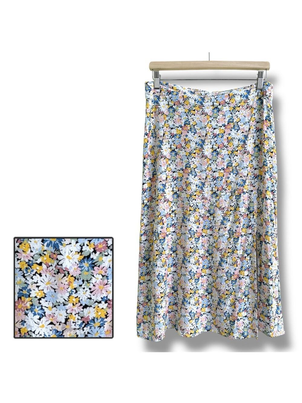 Point Zero Floral Midi Skirt with Slit Size 9 / Medium